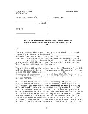 interested persons probate Doc Template | pdfFiller