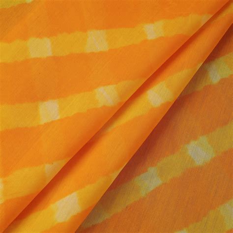 Orange Leheriya Tie-Dye Mothra Chanderi Silk Fabric