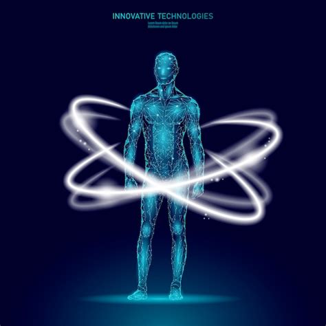 3d low poly human body hud display doctor online. future technology ...