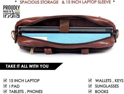THE CLOWNFISH Unisex Adult Diego Series Faux Leather 15.6 Inch Laptop ...