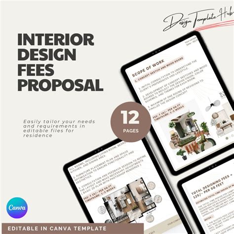 Interior Fees proposal Editable Template – Design Template Hub