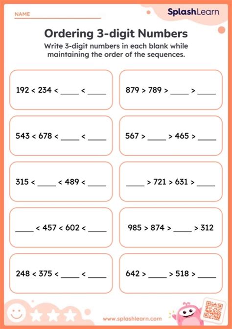 Image result for Ordering 3-Digit Numbers Worksheet