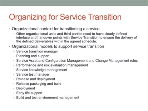 ITIL Service Transition Checklist 的图像结果
