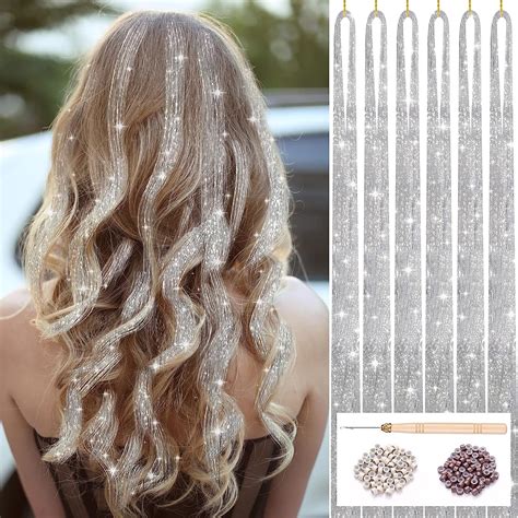 MODANU Hair Tinsel Kit, 1200 Strands 47" Tinsel Hair Extensions, Fairy ...