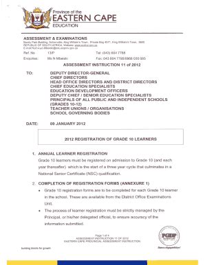 Eastern Cape Grade 10 Registration Form - Blank Fillable Template ...