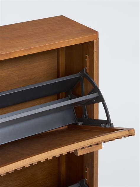 John Lewis Slatted Bamboo Shoe Cabinet, 2 Tier, Dark Bamboo