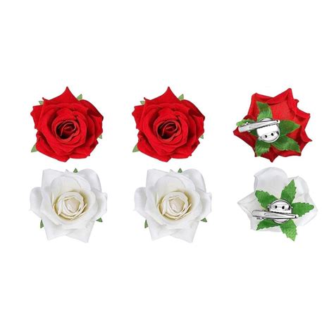 SHIVAMKRAFT 6 Piece Artificial Rose Hair Clip Flower Hair Accessories ...