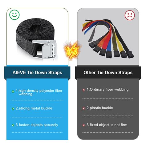 AIEVE 4 Pack Tie Down Straps, Roof Rack Straps Heavy Duty Lashing ...