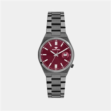 Men Quartz Maroon Dial Analog Metal Watch 3506E-M8812 – Mont Neo