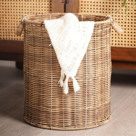 ABOUT SPACE Rattan Laundry Basket for Clothes - Wicker Baskets for ...
