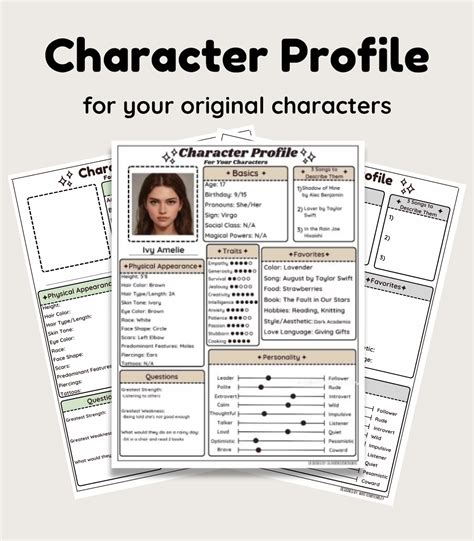 Character Profile || Digital or Printable Original Character Profile ...