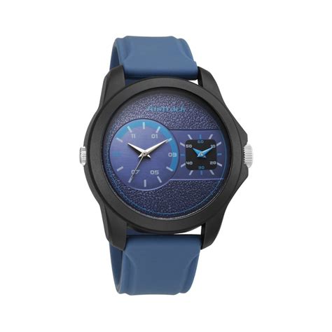 Buy Online Fastrack Dual Time Quartz Analog Blue Dial Silicone Strap ...