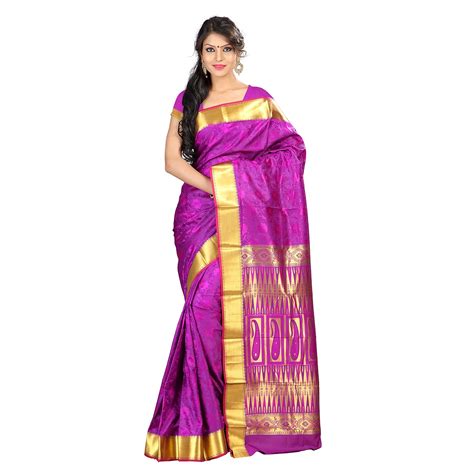 Varkala Silk Sarees Women's Kanchipuram Art Silk Saree (JP8109PV_Purple ...