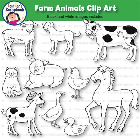 Farm Animals Clipart Black And White