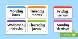 Colour Words Flashcards English/Spanish (teacher made)