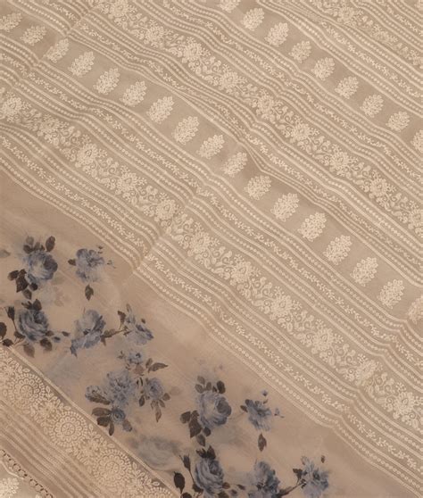 Buy White Kora Organza Embroidery Saree T300074