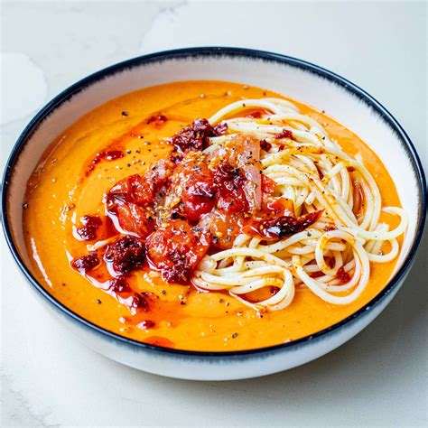 Spaghetti Soup Vegan Garlicky Parmesan Pasta Soup