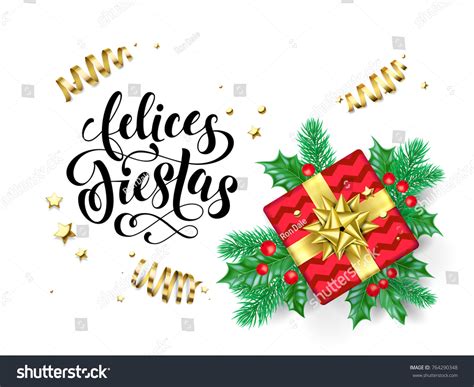 Felices Fiestas Spanish Happy Holidays Calligraphy Stock Vector ...