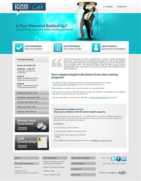 Spoken English Cafe Website | Regin.in