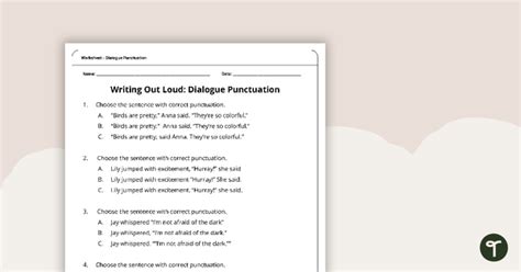 Write a Dialogue Worksheet 的图像结果