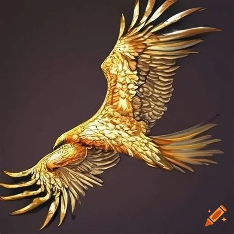 Gold eagle in flight on Craiyon