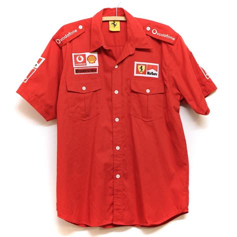 1945R2 Ferrari レーシングシャツ ピットシャツ vodafone Marlboro Shell BRIDGESTONE メンズ ...