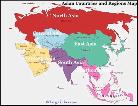 Asian Countries List, Capitals, Regions, Currency and Population