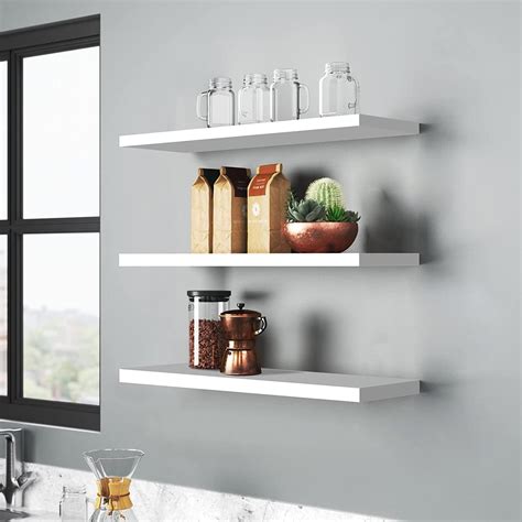 Sidrah Wooden Set of 3 Floating Shelves,Wall Mount Display Shelf,Home ...