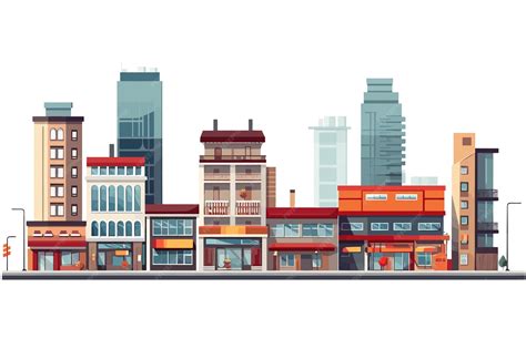 Premium Vector | Flat city buildings flat vector art illustration