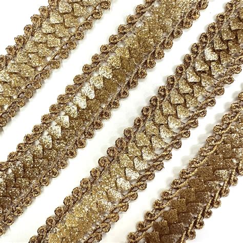 EmbroideryMaterial Shiny Gold Zari Border Lace for Sewing, Embroidery ...