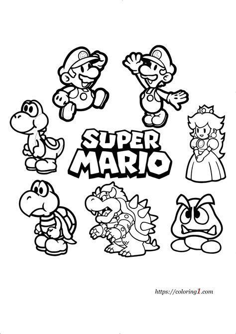 Mario Characters | Mario coloring pages, Super mario coloring pages ...