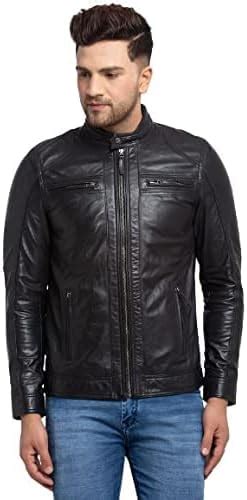 Buy TEAKWOOD LEATHERS Genuine Leather Black solid Casual Sports Jacket ...