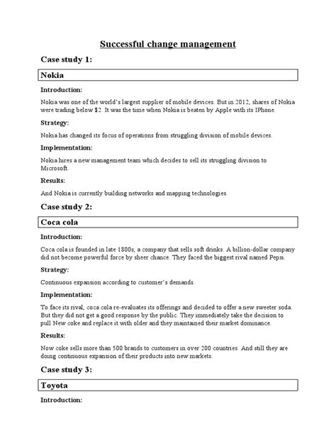 Image result for Change Management Case Study Examples