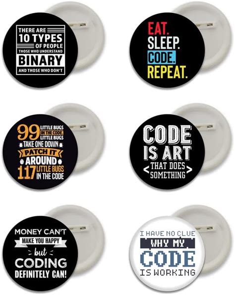 D2C Round coder pins Button Badges for Programmer, Coder, Developer, IT ...
