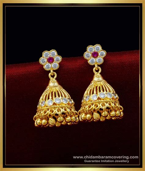 Buy South Indian Bridal Wear Impon Latest Model Stone Jhumkas Online