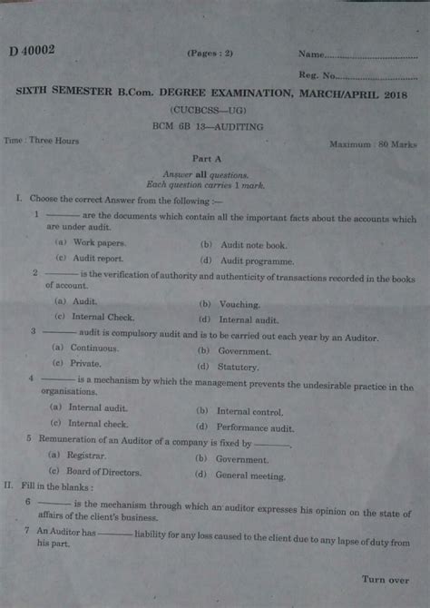 Auditing Theory Question Paper - Auditing and assurance - Studocu