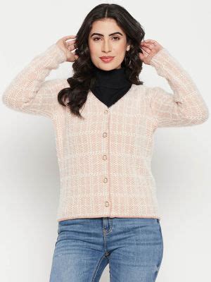 Buy Madame Women Peach Cardigan Online