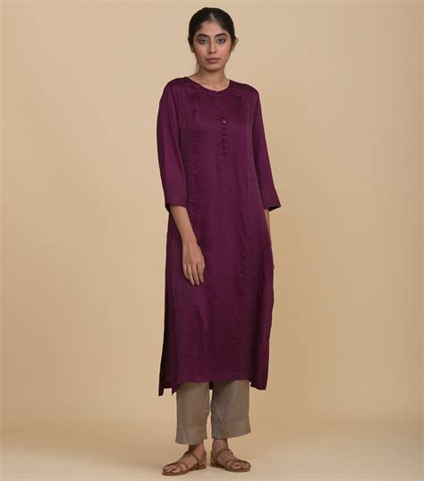 Plum viscose straight kurta – Canvas