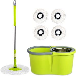 SUMOWARE INDUSTRIES Spin Mop Set Steel Strainer ( Color - Green) + 4 ...