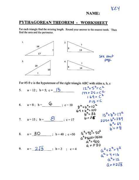 Pythagorean Theorem Practice Problems