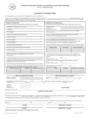 Fillable Online CLAIMANT'S STATEMENT FORM Page 1 of 2 Fax Email Print ...