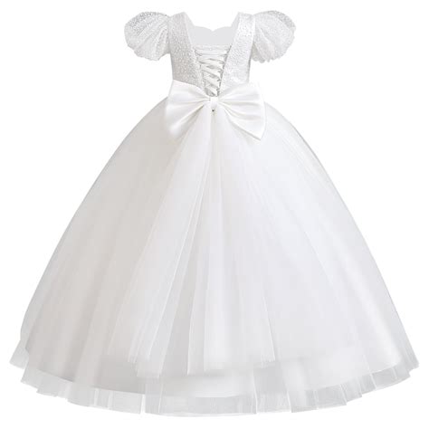 Buy IDOPIP Flower Girl Sequin Lace-up Bow Dress for Kid Wedding ...