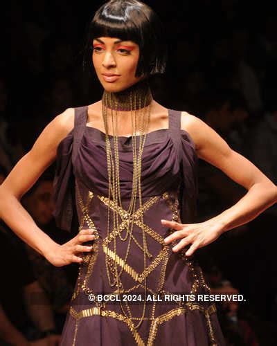 A model presents a creation by designer Ritu Kumar during the Wills ...