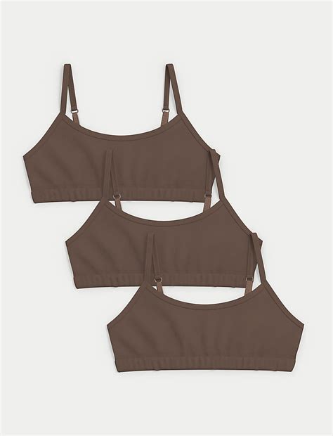 Buy 3pk Cotton with Stretch Crop Tops (6-16 Yrs) at Marks & Spencer
