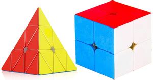 Aseenaa High Speed Smooth Smart Cube Combo of 2X2 & Pyramid Stickerless ...