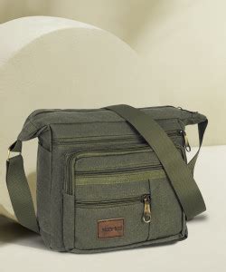 STORITE Green Sling Bag Canvas One Side Shoulder Multi Pocket Sling Bag ...