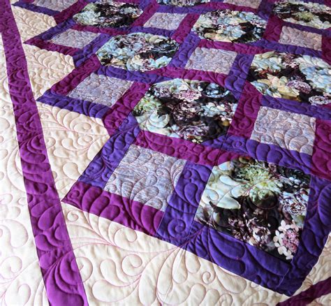 Purple Floral Quilt for Sale - Handmade Full Size Queen Quilt