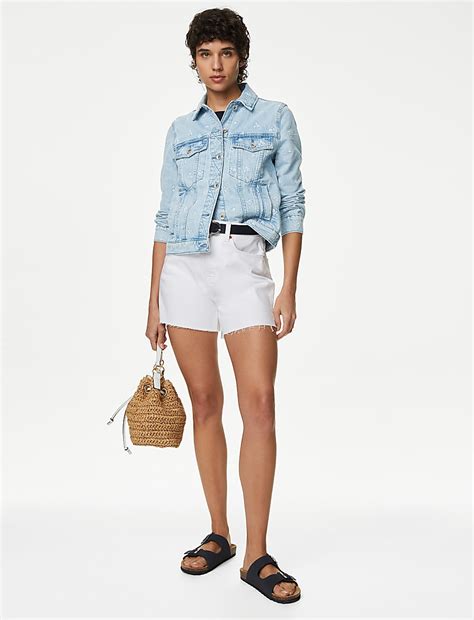 Buy Pure Cotton Denim Floral Embroidered Jacket at Marks & Spencer