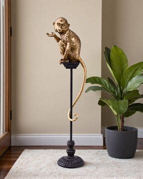 Decorative Golden Monkey Figurine on Stand