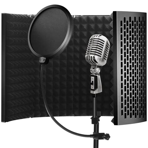 TECHBLAZE 5-Panel Microphone Reflection Filter with Pop Filter – High ...